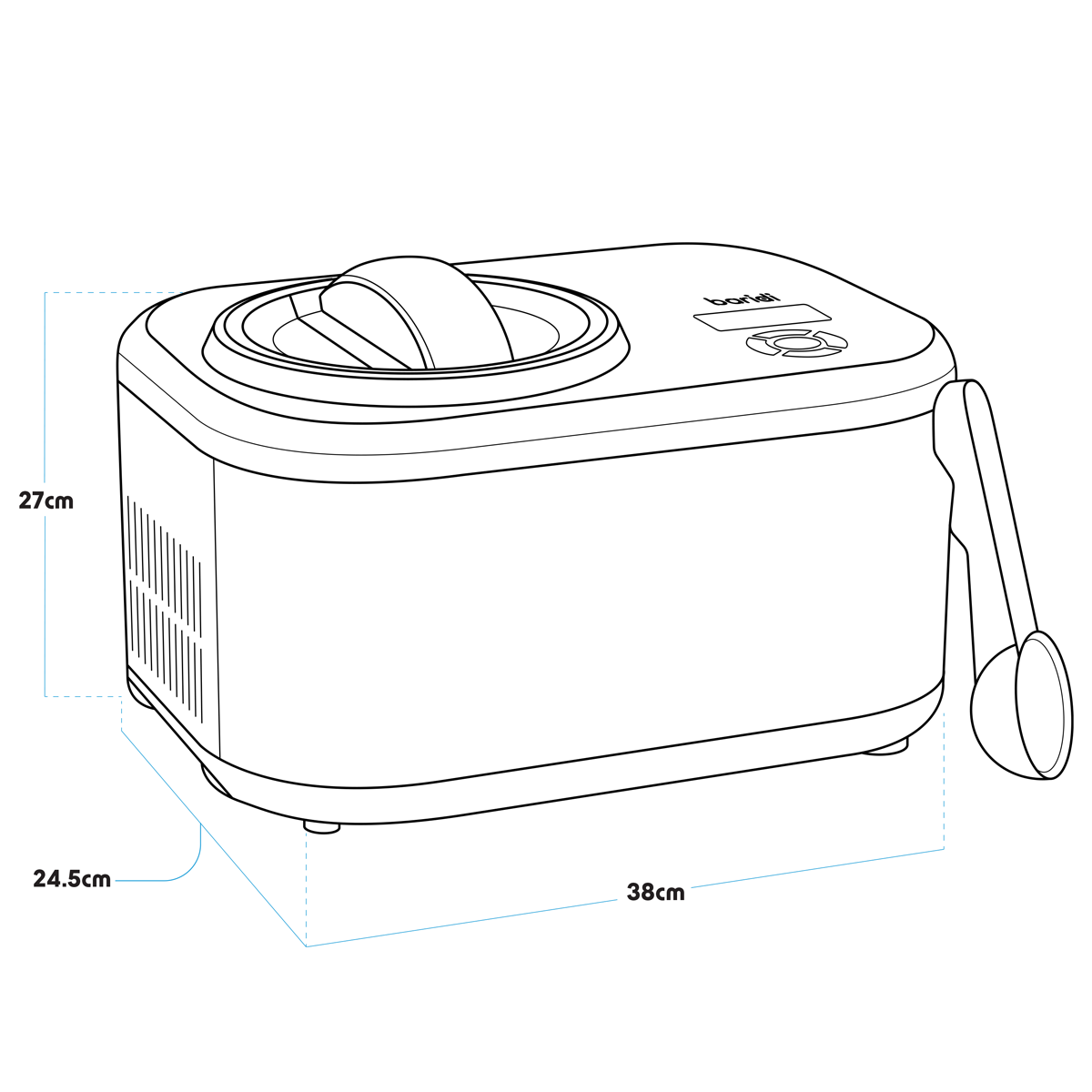 Baridi DH240 Baridi Automatic Churning Ice Cream Machine 1.5L - Black