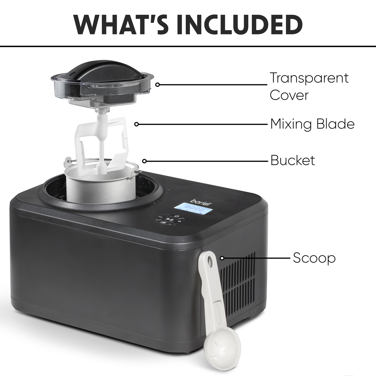 Baridi DH240 Baridi Automatic Churning Ice Cream Machine 1.5L - Black