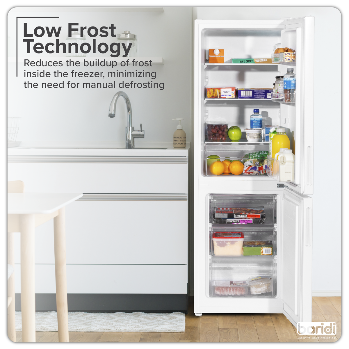 Baridi DH252 Baridi 70/30 Low Frost Fridge Freezer 157L Capacity - White