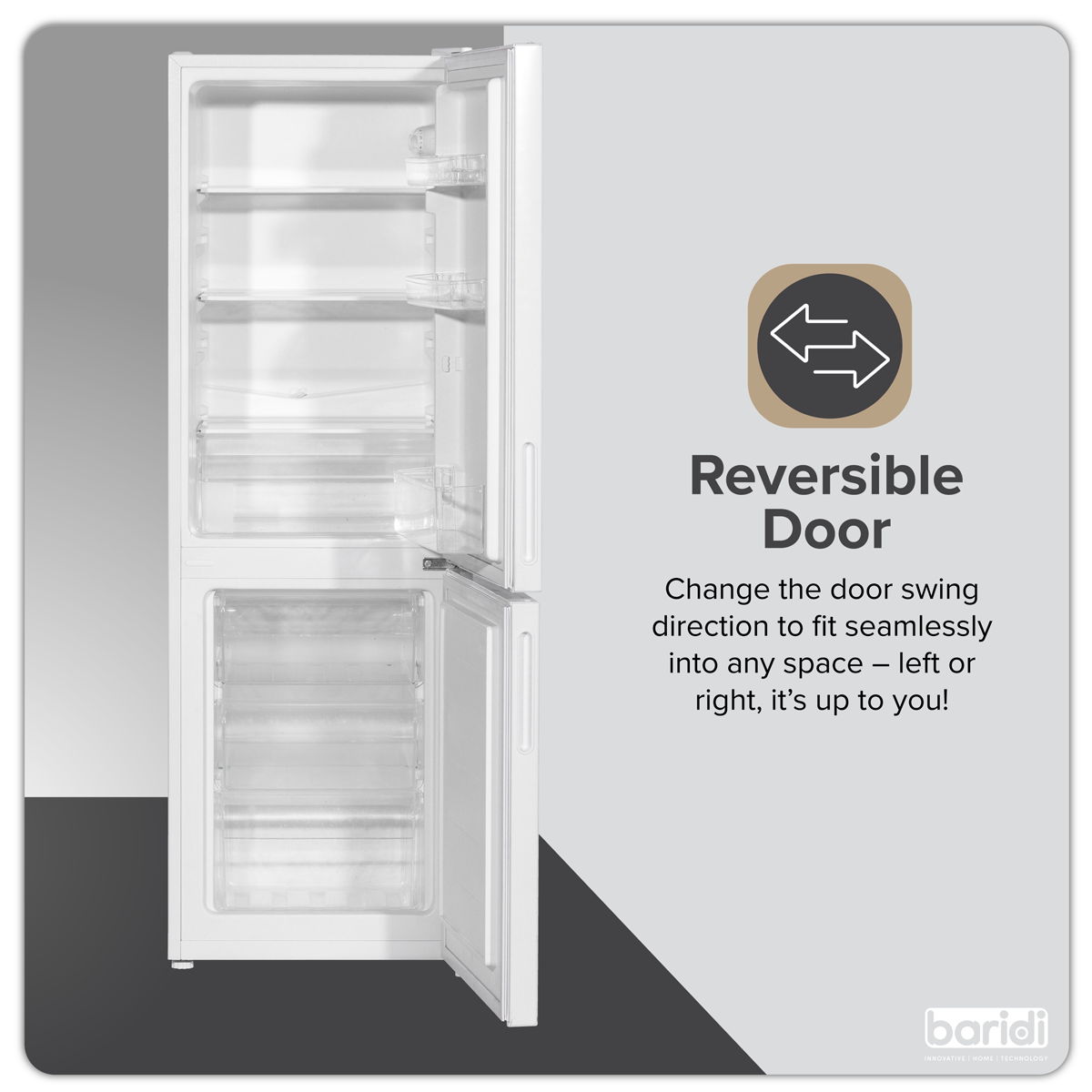 Baridi DH252 Baridi 70/30 Low Frost Fridge Freezer 157L Capacity - White
