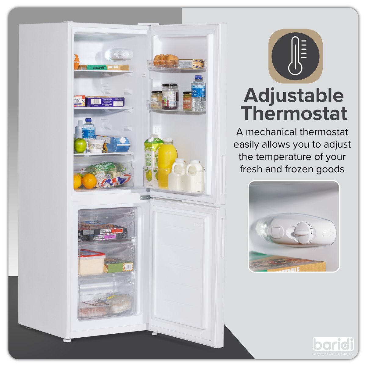 Baridi DH252 Baridi 70/30 Low Frost Fridge Freezer 157L Capacity - White
