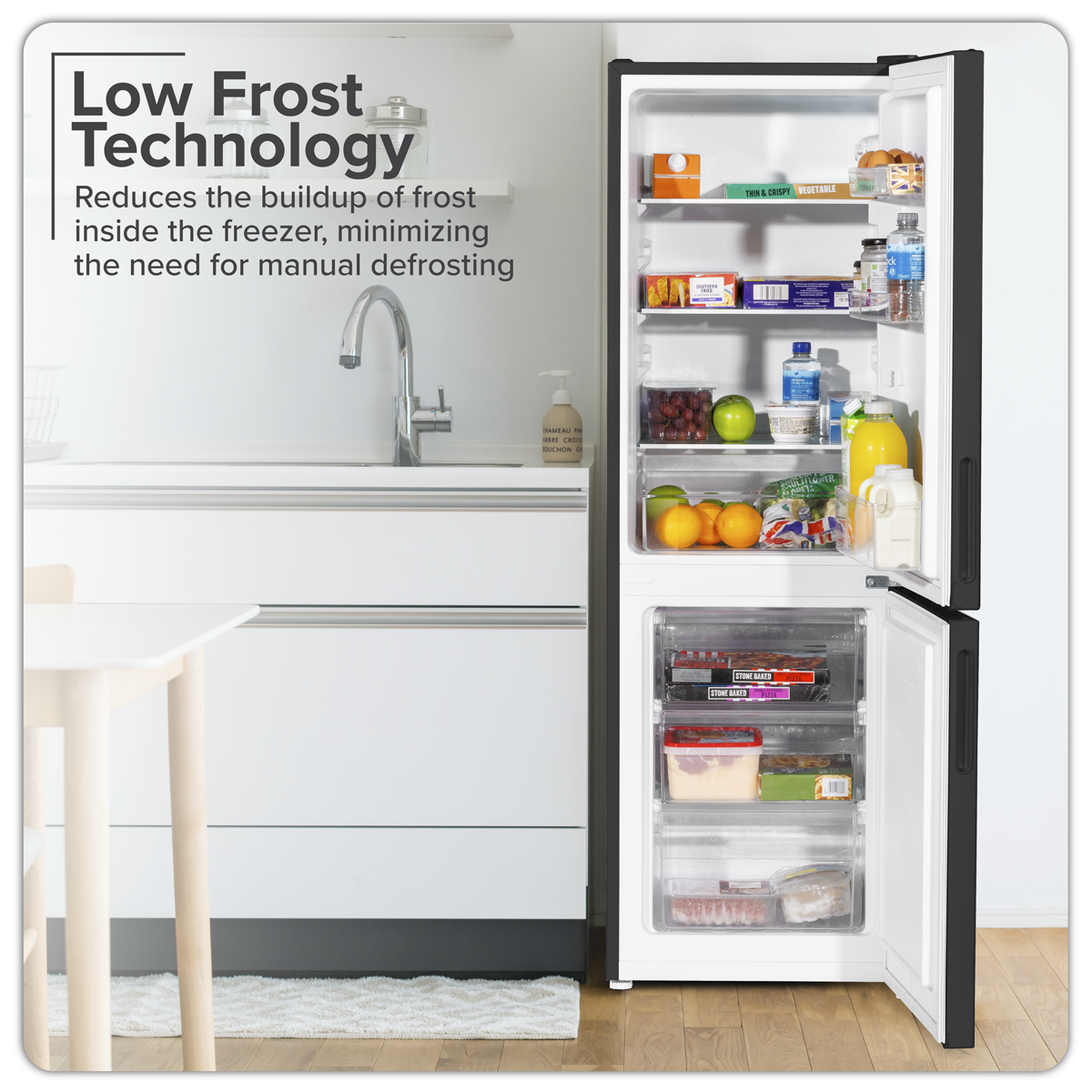 Baridi DH253 Baridi 47cm 70/30 Fridge Freezer, 157L Capacity Low Frost