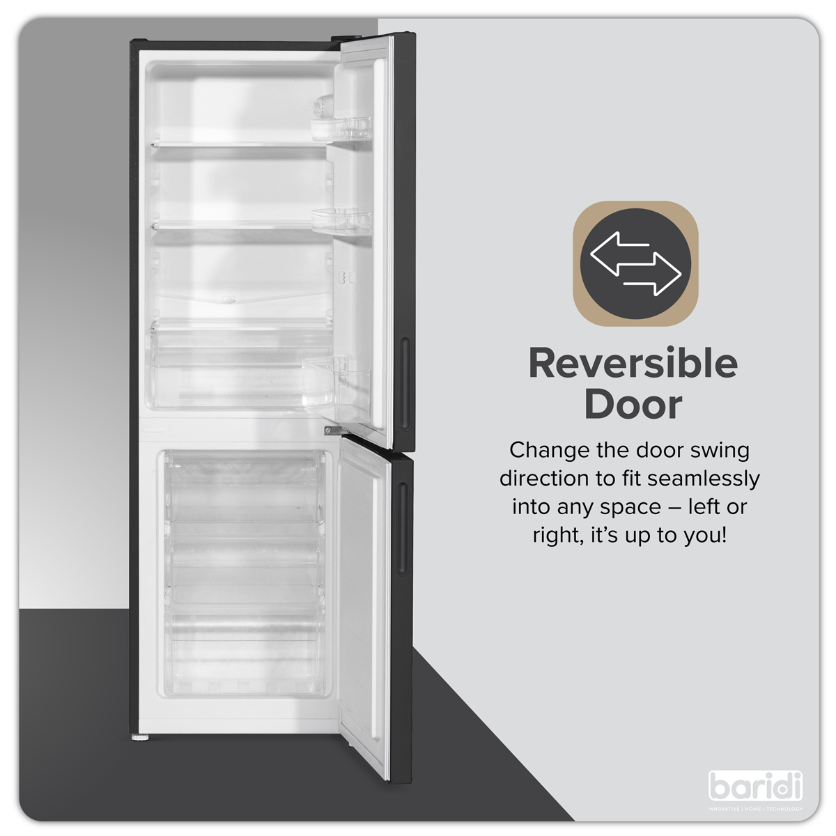 Baridi DH253 Baridi 47cm 70/30 Fridge Freezer, 157L Capacity Low Frost