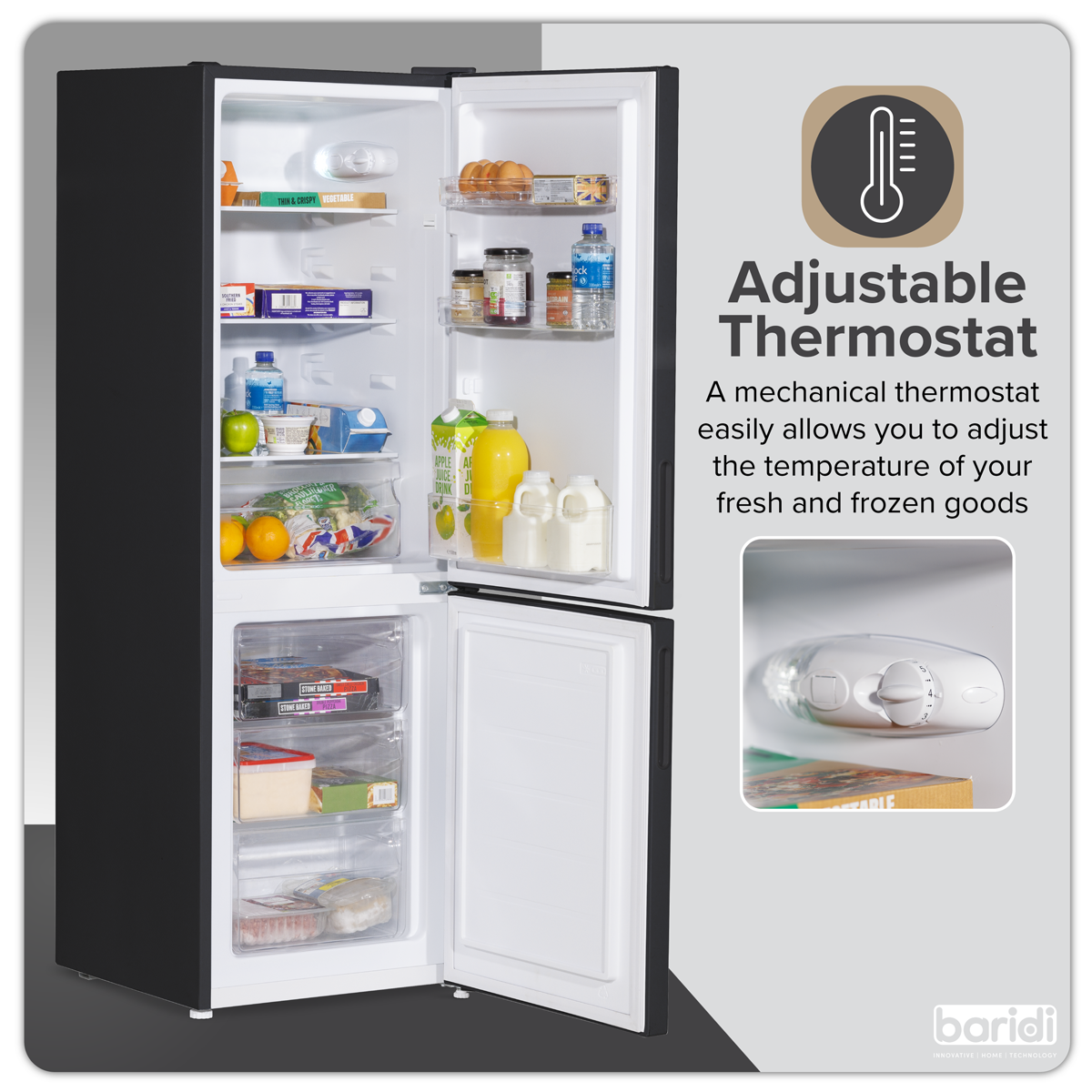 Baridi DH253 Baridi 47cm 70/30 Fridge Freezer, 157L Capacity Low Frost