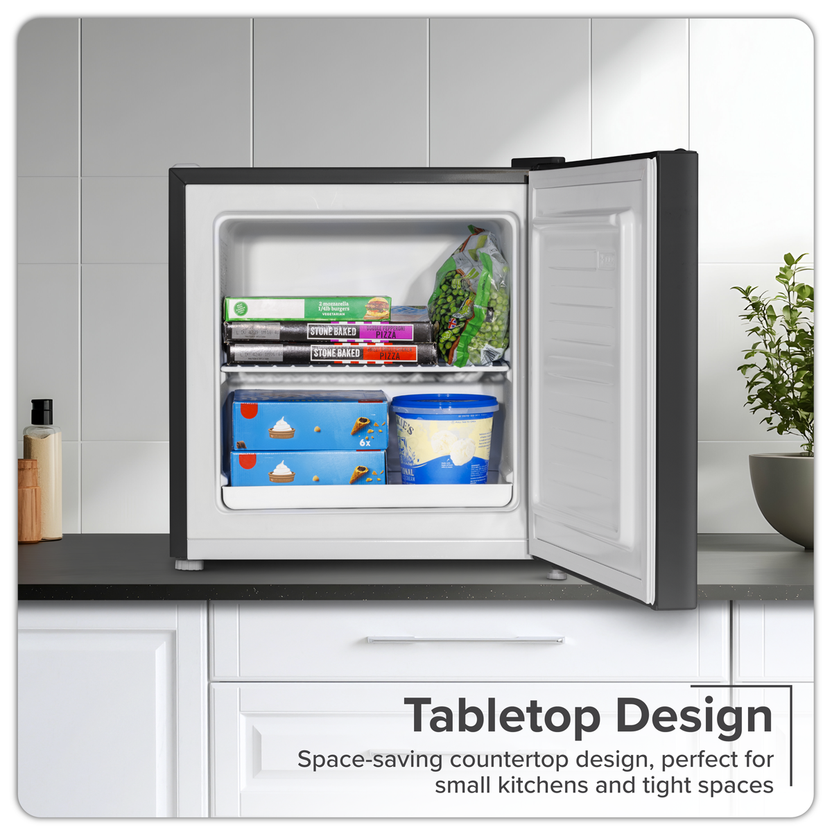 Baridi DH255 Baridi Mini Tabletop Fridge/Freezer, 31L Capacity - Black