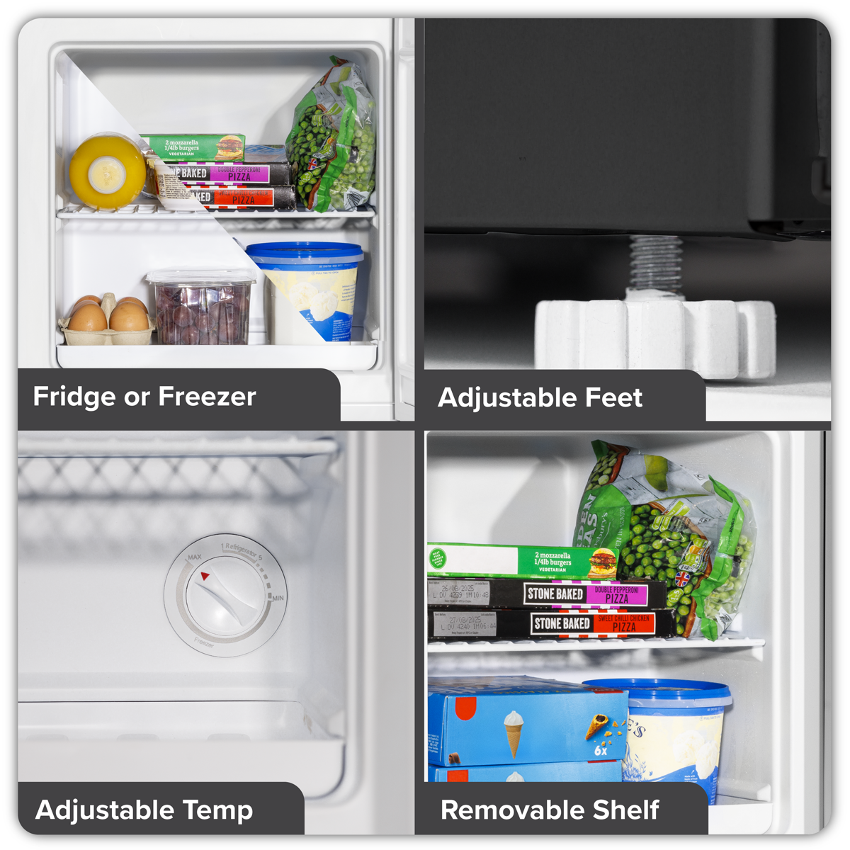 Baridi DH255 Baridi Mini Tabletop Fridge/Freezer, 31L Capacity - Black