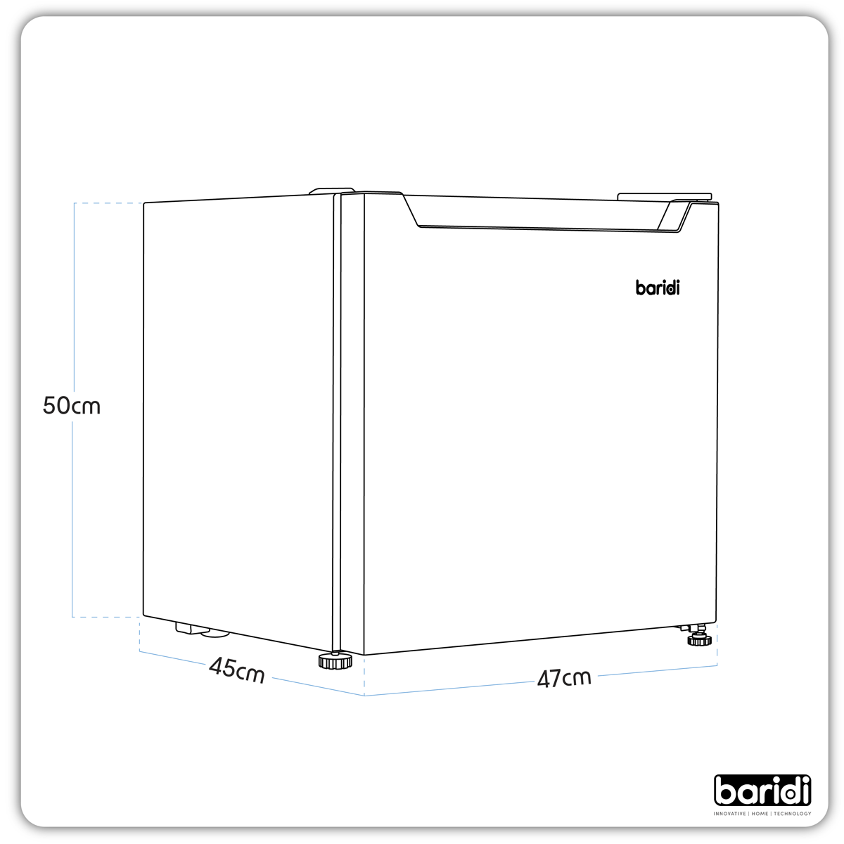 Baridi DH256 Baridi Tabletop Fridge with Ice Box, 46L Capacity, Adjustable Thermostat - White