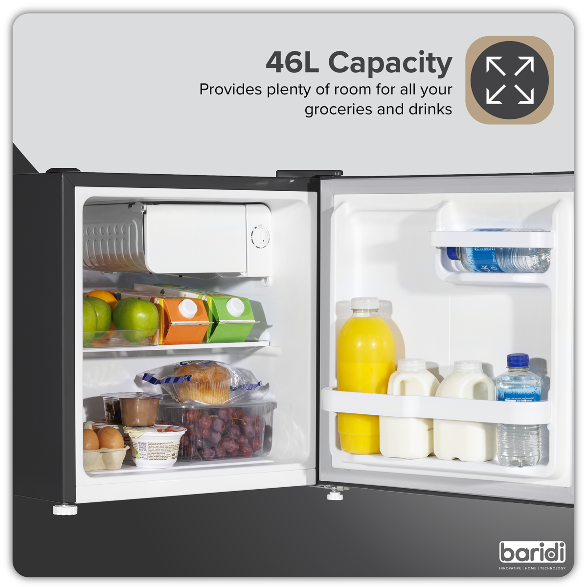 Baridi DH257 Baridi Tabletop Fridge with Ice Box, 46L Capacity