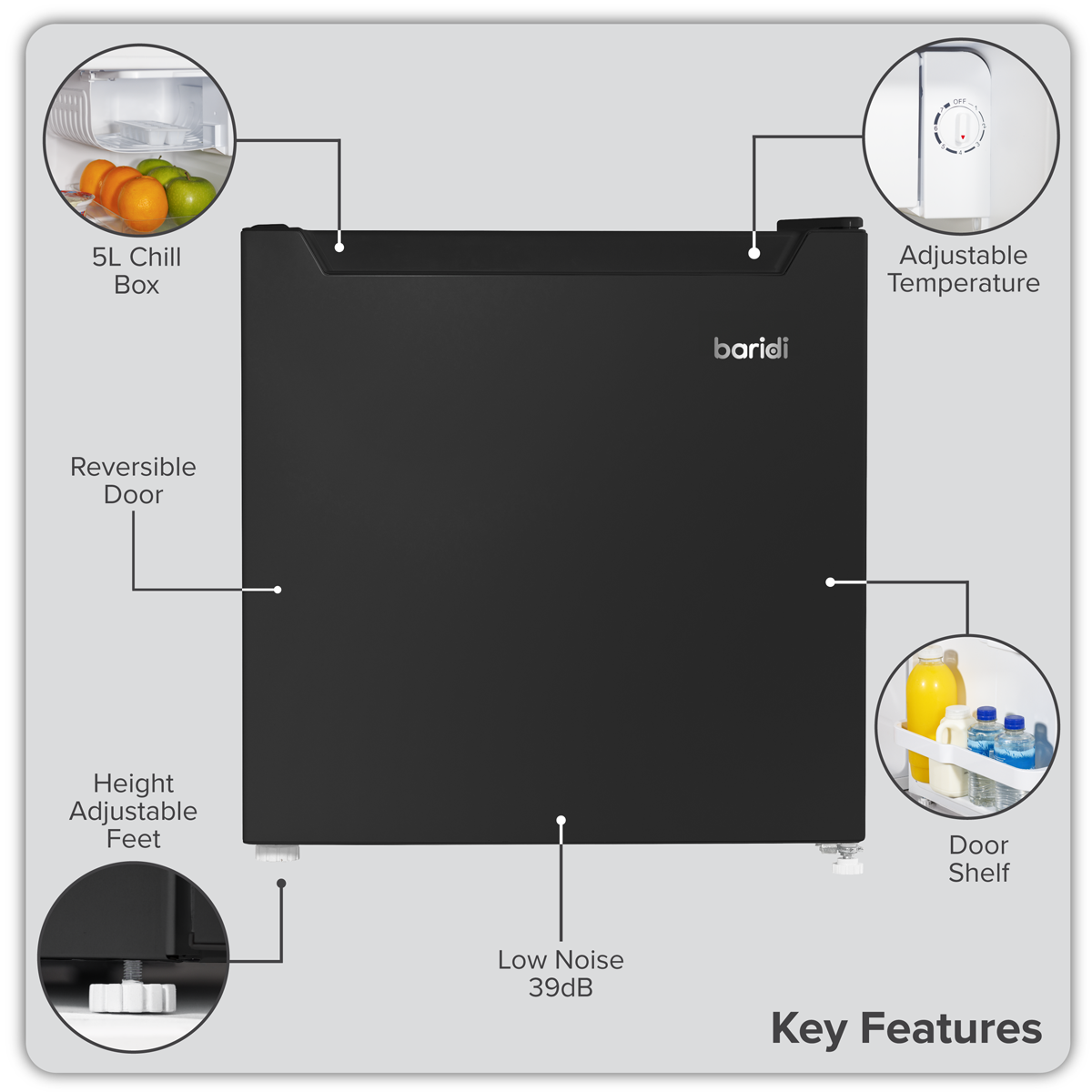 Baridi DH257 Baridi Tabletop Fridge with Ice Box, 46L Capacity