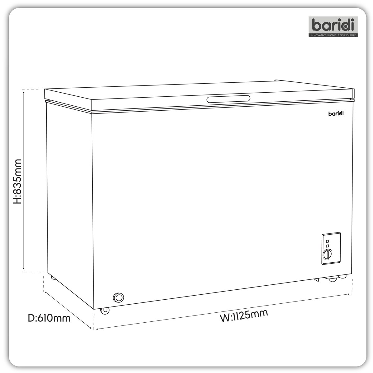 Baridi DH261 Baridi Freestanding Chest Freezer 299L Capacity - Black