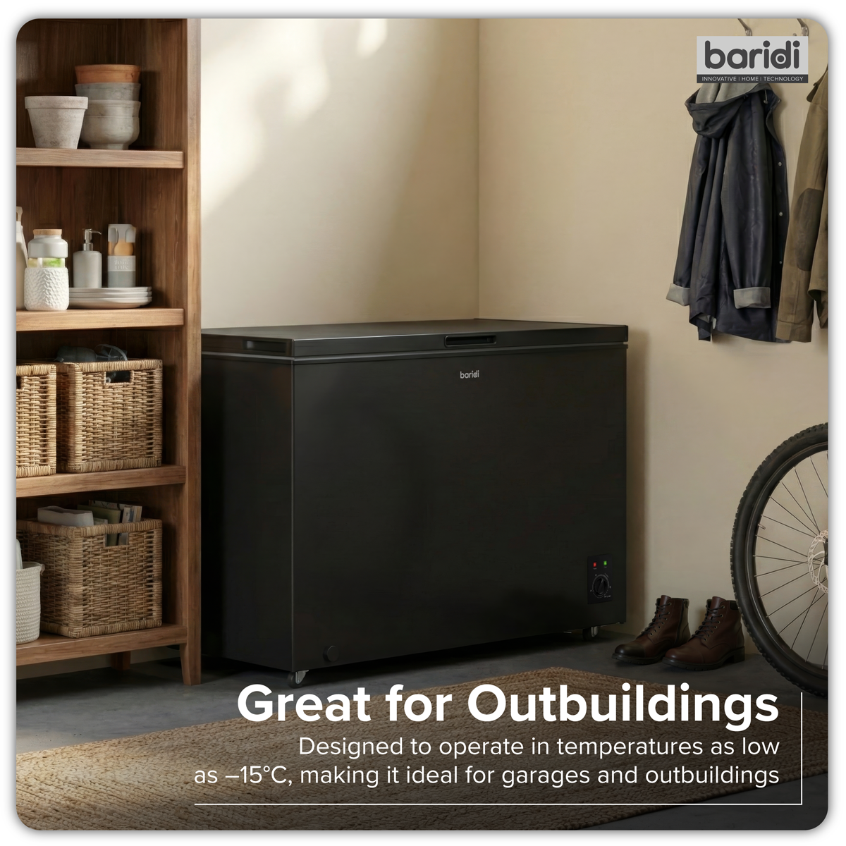 Baridi DH261 Baridi Freestanding Chest Freezer 299L Capacity - Black