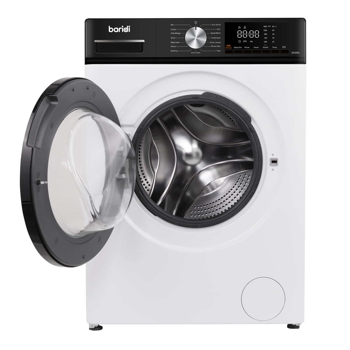 Baridi DH262 8kg Washing Machine, Front Loading, 1400rpm Energy Rating A – White