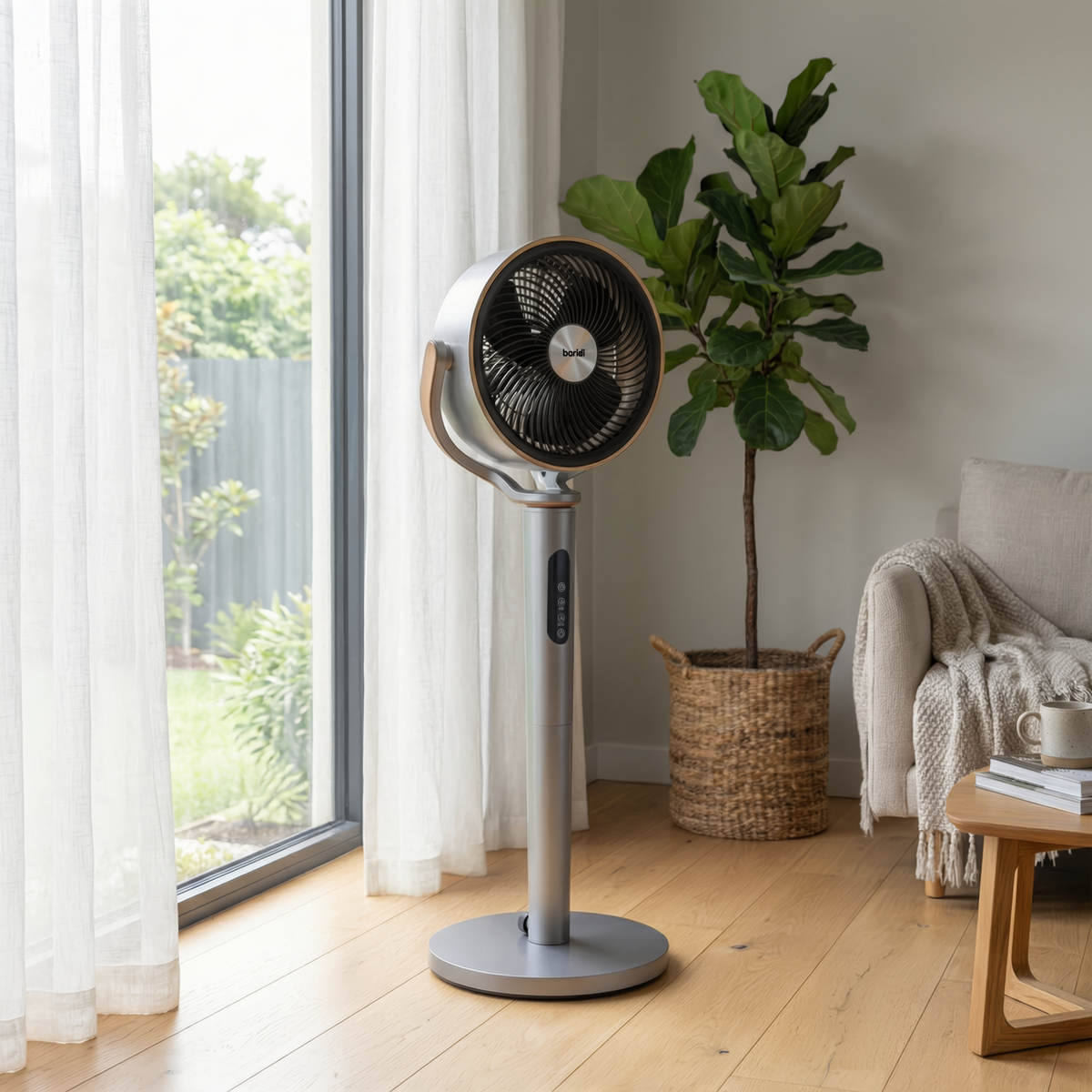 Baridi DH264 Baridi 12" Pedestal Fan with Remote Control, Back Light & 12hr Timer - Grey