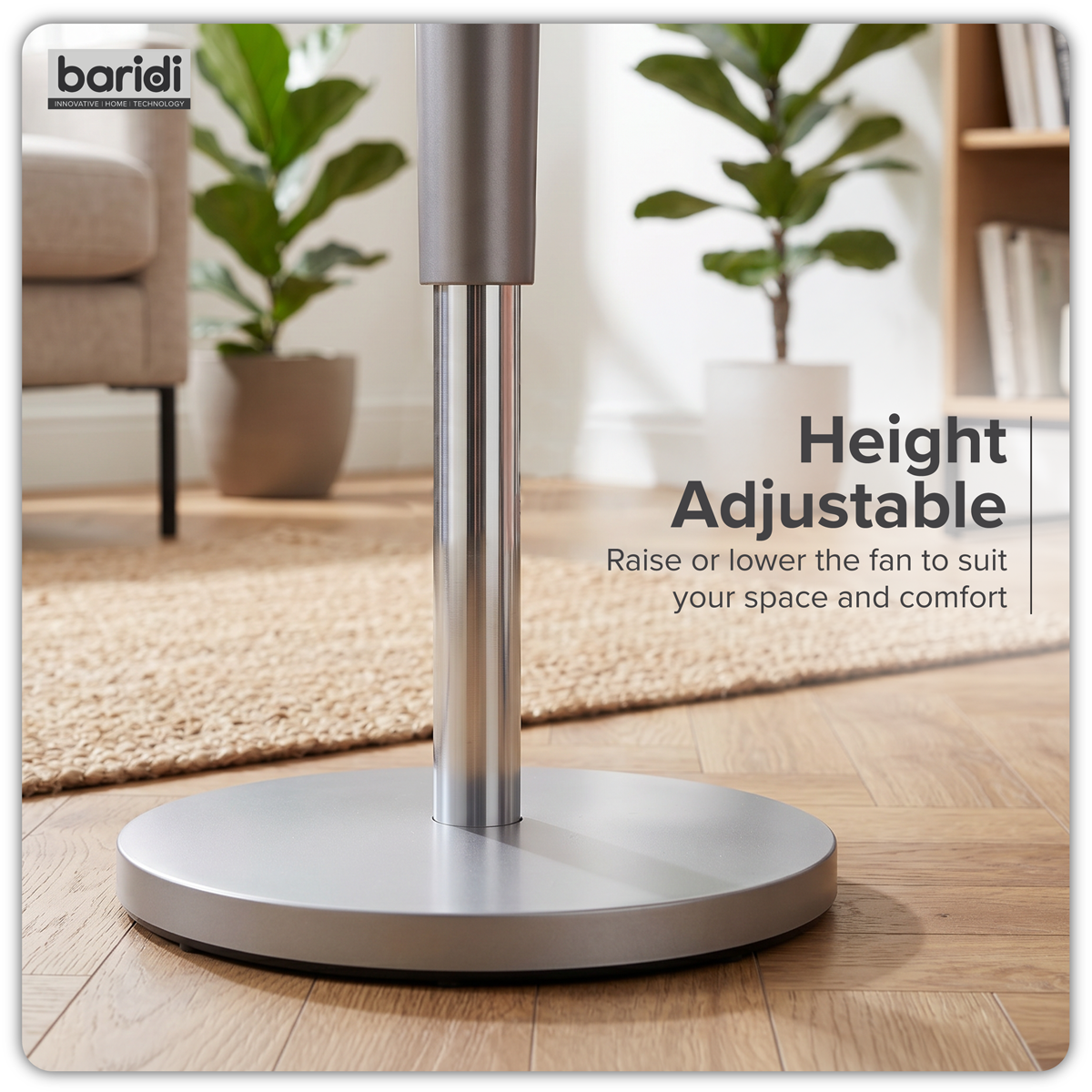 Baridi DH264 Baridi 12" Pedestal Fan with Remote Control, Back Light & 12hr Timer - Grey