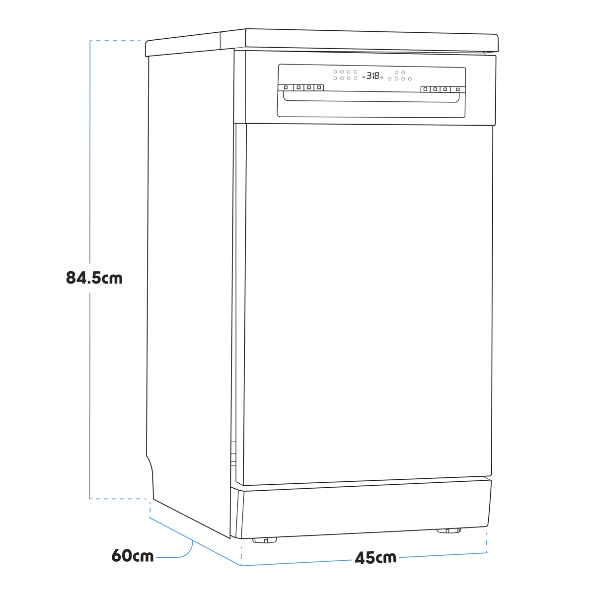 Baridi DH267 Baridi Slimline Freestanding Dishwasher 45cm Wide 10 Place Settings - Black