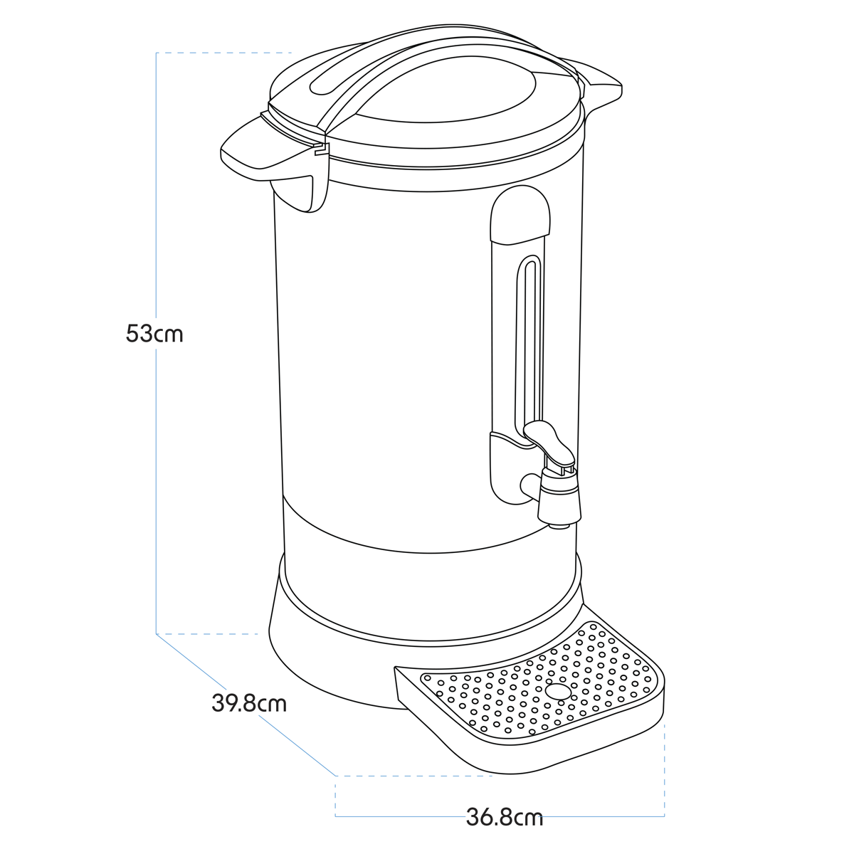 Baridi DH270 Baridi Hot Water Boiler, Tea Urn, 20L Capacity, Stainless Steel