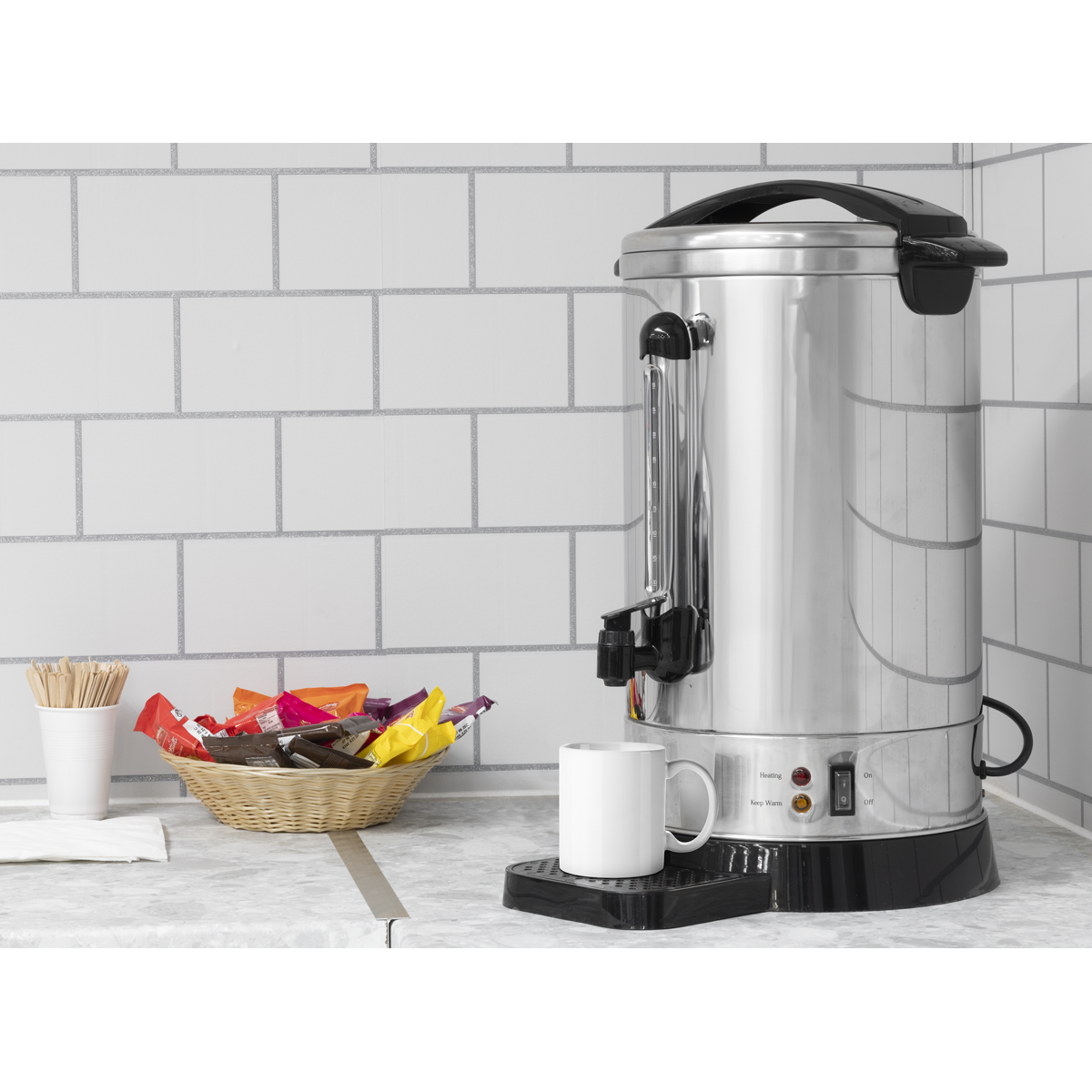 Baridi DH270 Baridi Hot Water Boiler, Tea Urn, 20L Capacity, Stainless Steel