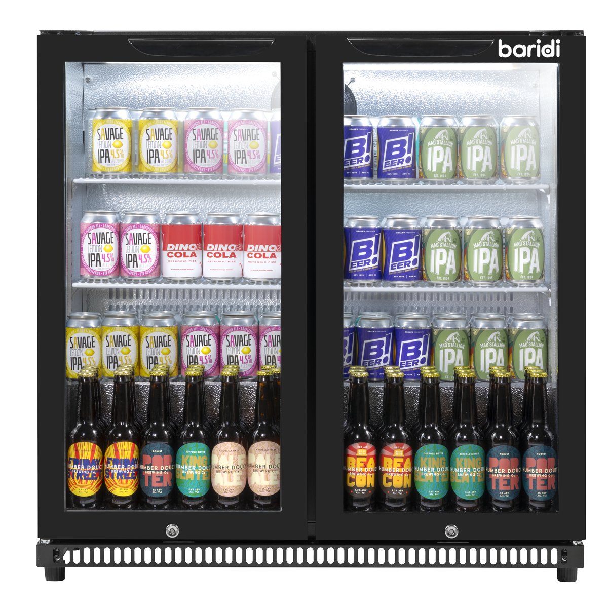 Baridi DH272 Baridi Back Bar Drinks Fridge/Cooler with Double Hinged Door & Security Lock 190L - Black