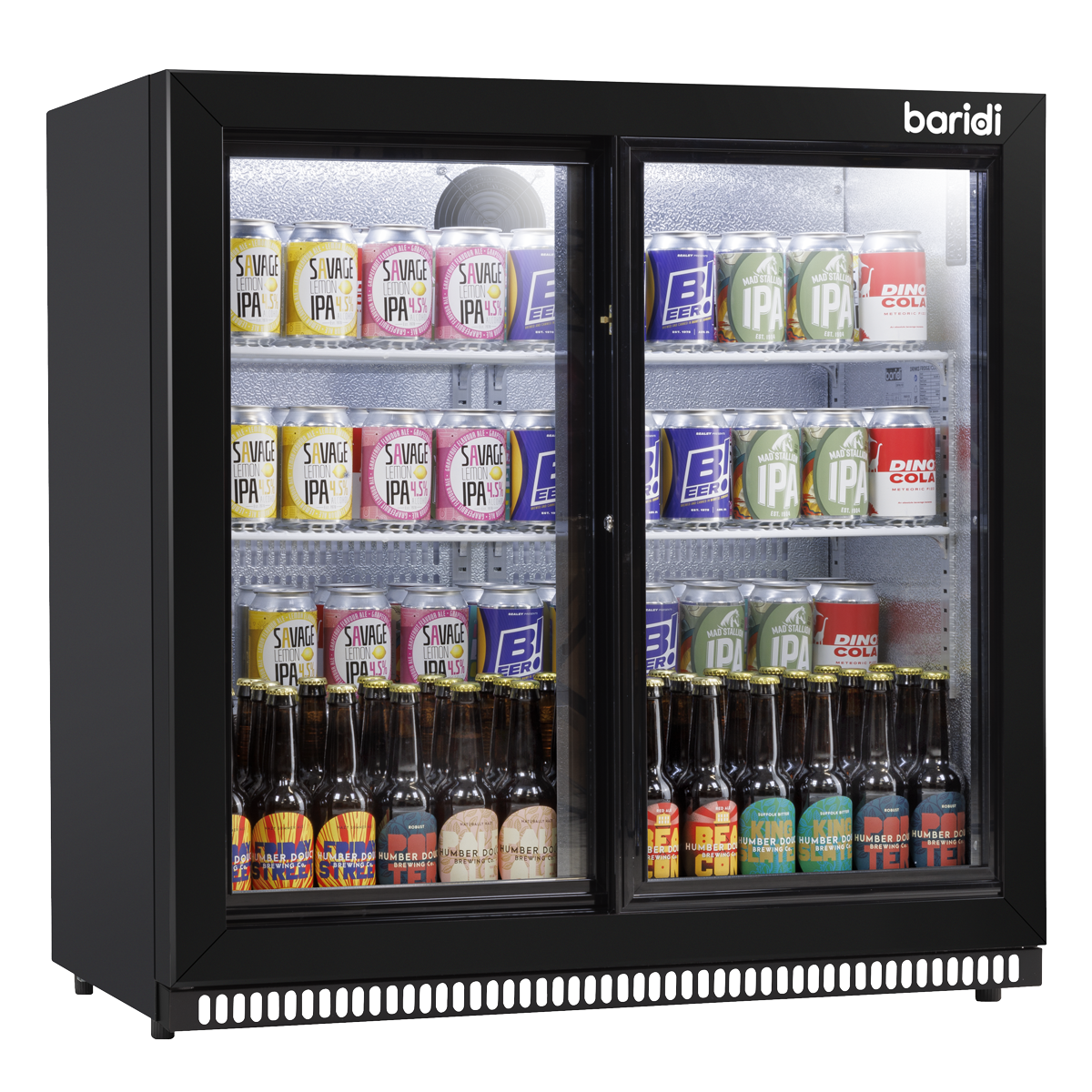 Baridi DH273 Baridi Back Bar Drinks Fridge/Cooler with Double Sliding Door & Security Lock 190L - Black