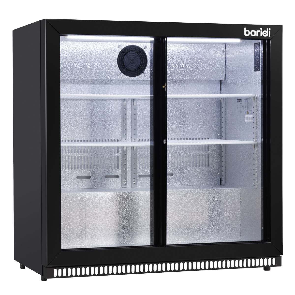 Baridi DH273 Baridi Back Bar Drinks Fridge/Cooler with Double Sliding Door & Security Lock 190L - Black