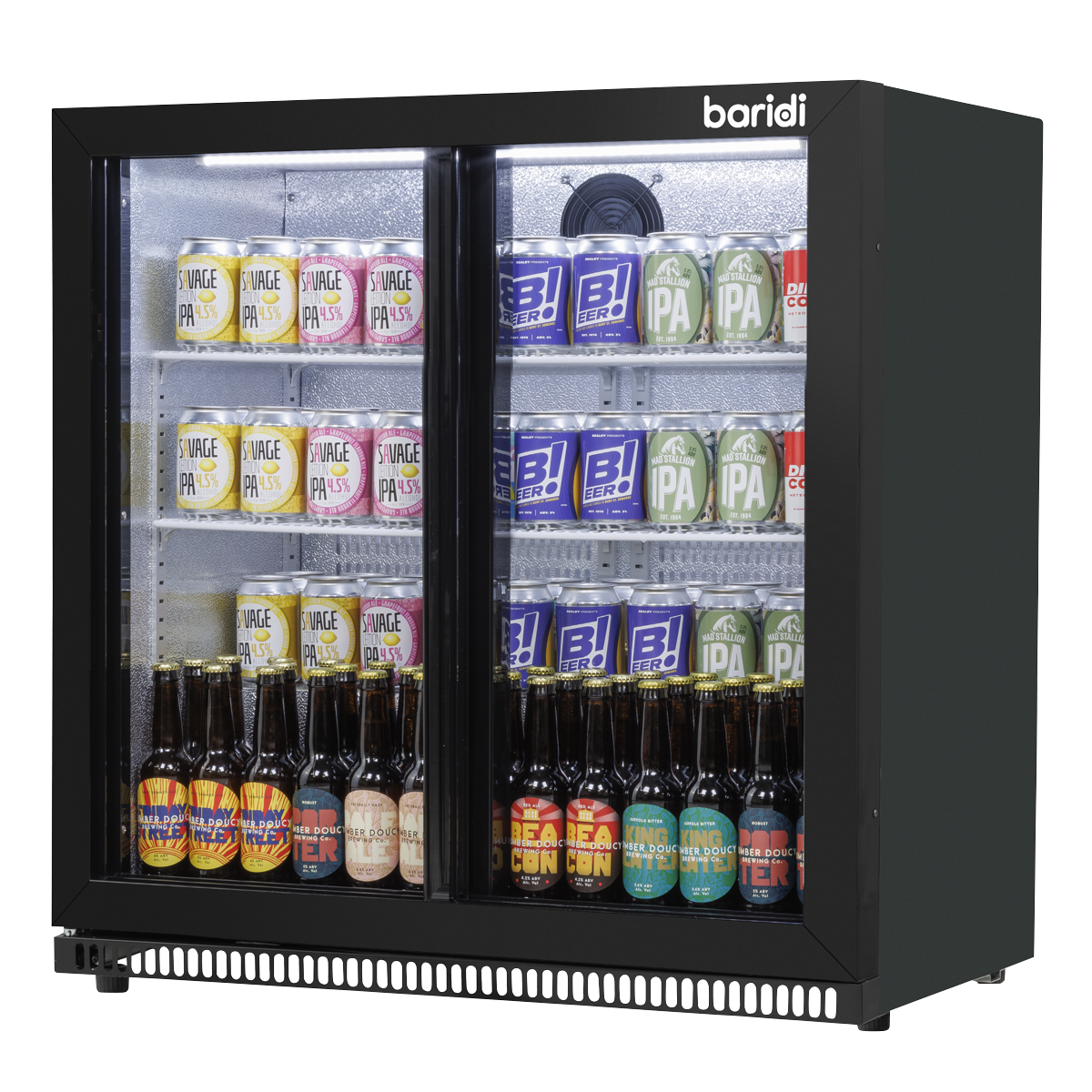 Baridi DH273 Baridi Back Bar Drinks Fridge/Cooler with Double Sliding Door & Security Lock 190L - Black