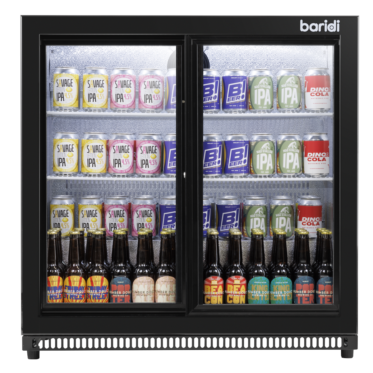Baridi DH273 Baridi Back Bar Drinks Fridge/Cooler with Double Sliding Door & Security Lock 190L - Black