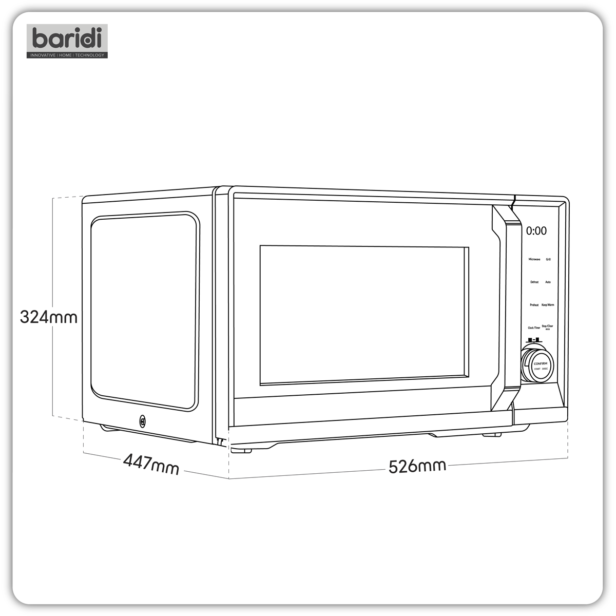 Baridi DH277 Baridi 7-in-1 Air Fryer Microwave & Grill, 28L Capacity - Black