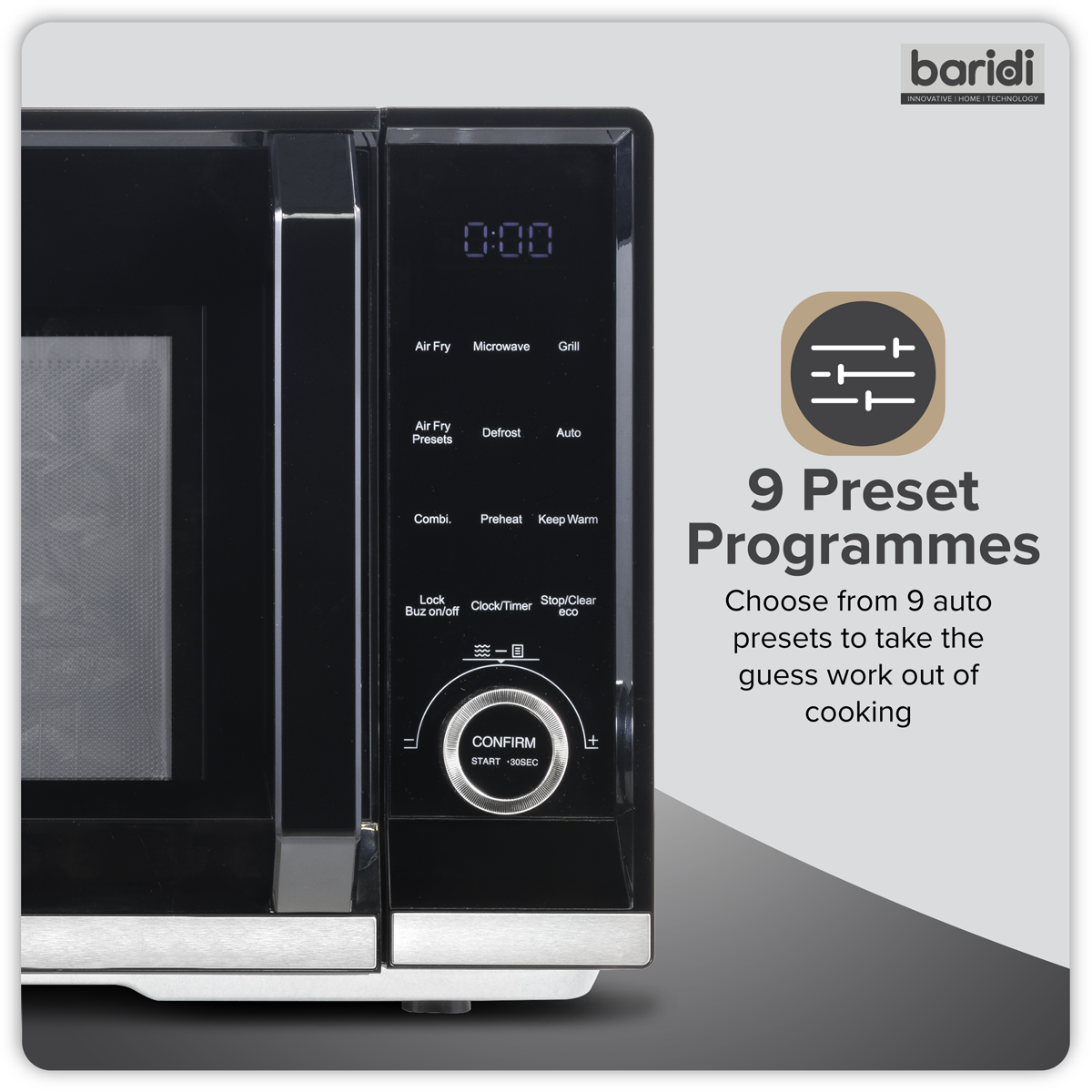 Baridi DH277 Baridi 7-in-1 Air Fryer Microwave & Grill, 28L Capacity - Black