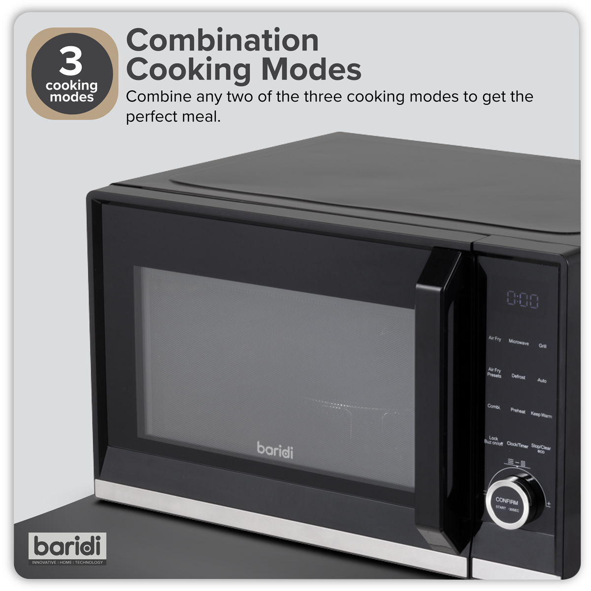 Baridi DH277 Baridi 7-in-1 Air Fryer Microwave & Grill, 28L Capacity - Black