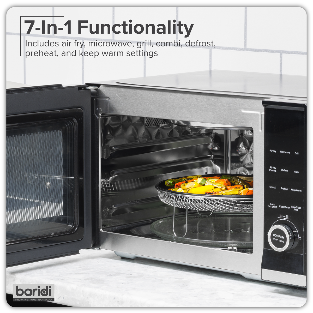 Baridi DH277 Baridi 7-in-1 Air Fryer Microwave & Grill, 28L Capacity - Black