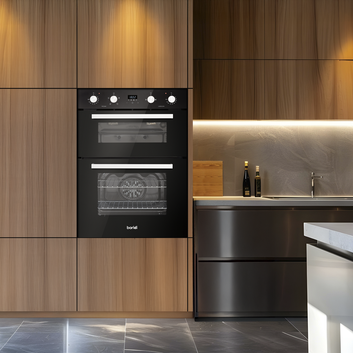 Baridi DH278 Baridi 72cm Built-Under Double Oven, 74L Capacity, Energy Rating A – Black