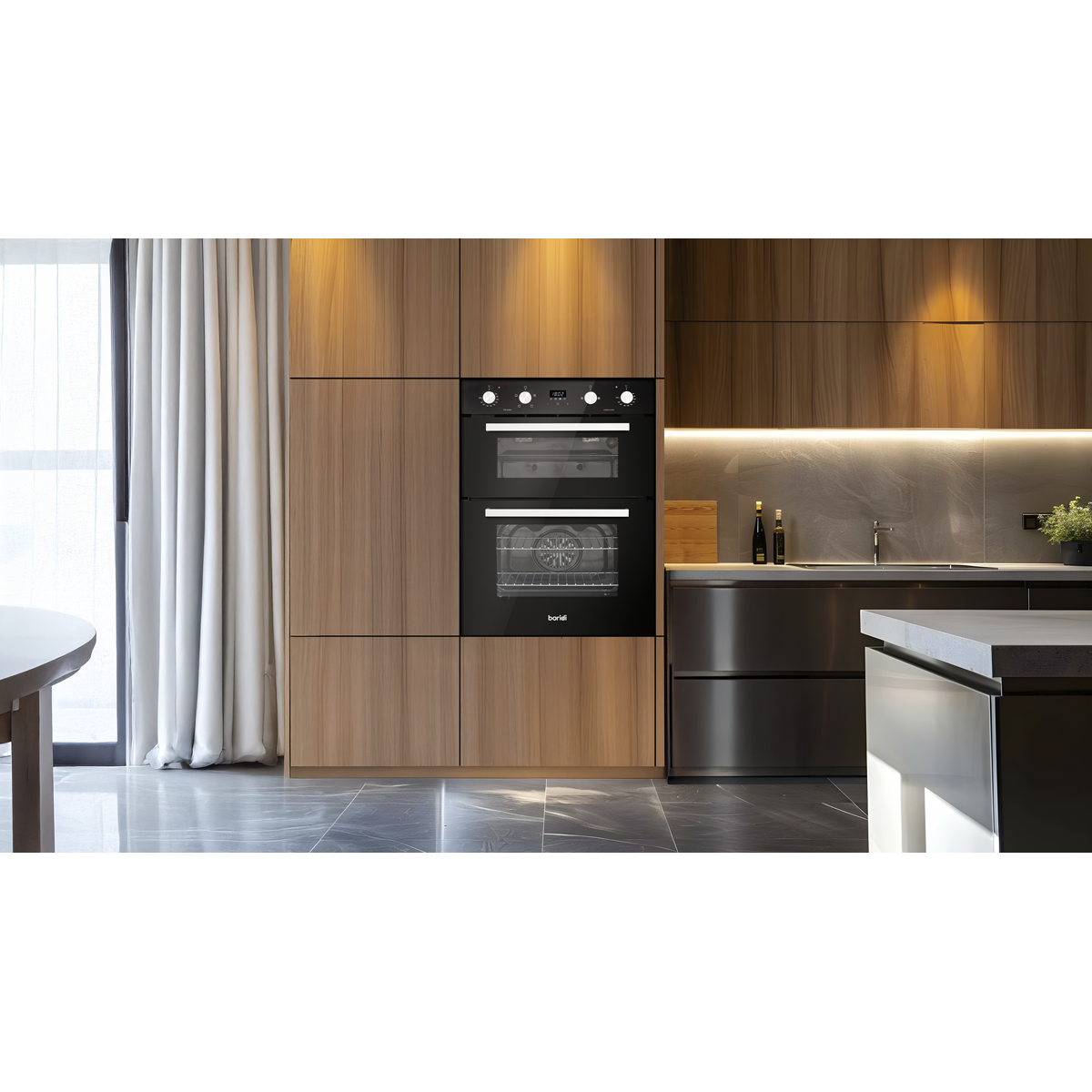 Baridi DH278 Baridi 72cm Built-Under Double Oven, 74L Capacity, Energy Rating A – Black