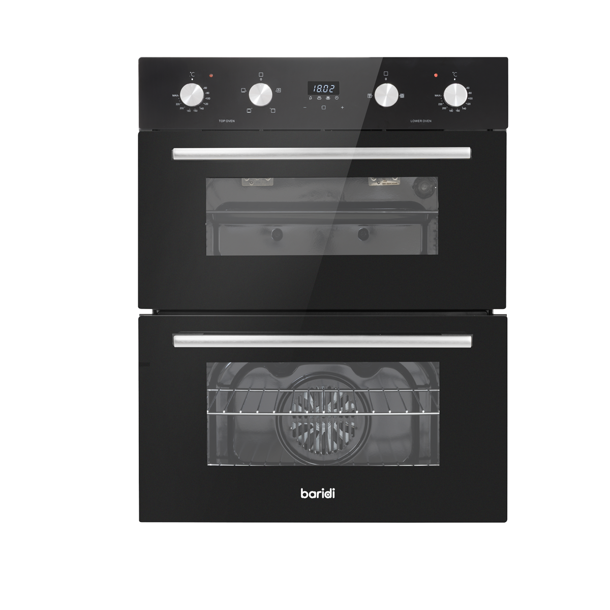 Baridi DH278 Baridi 72cm Built-Under Double Oven, 74L Capacity, Energy Rating A – Black