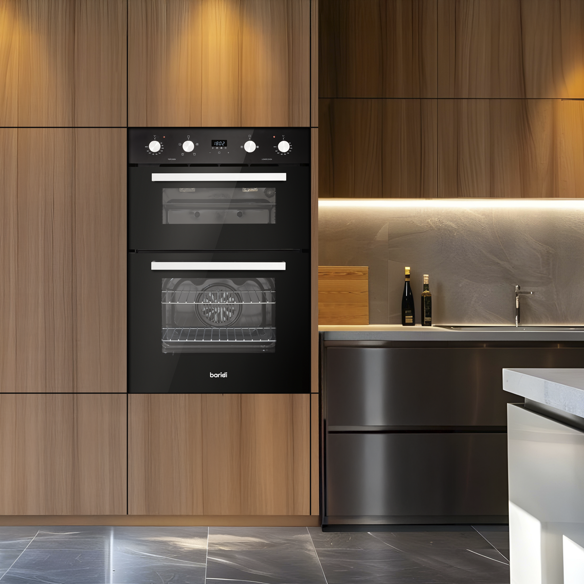 Baridi DH279 Baridi 90cm Built-In Double Oven, 88L Capacity, Energy Rating A - Black