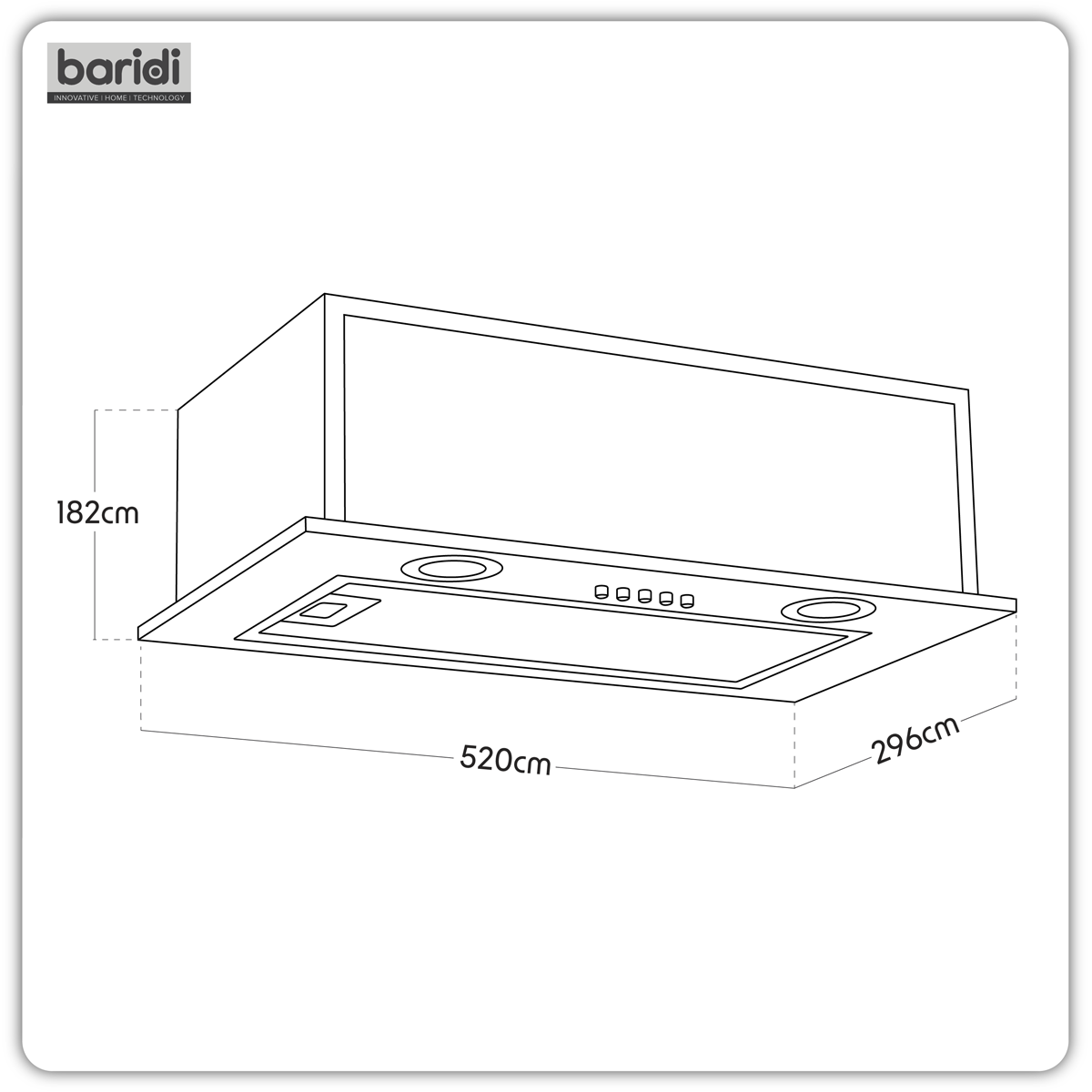 Baridi DH285 Baridi Cooker Hood with 5 Layer Filter 52cm - Black