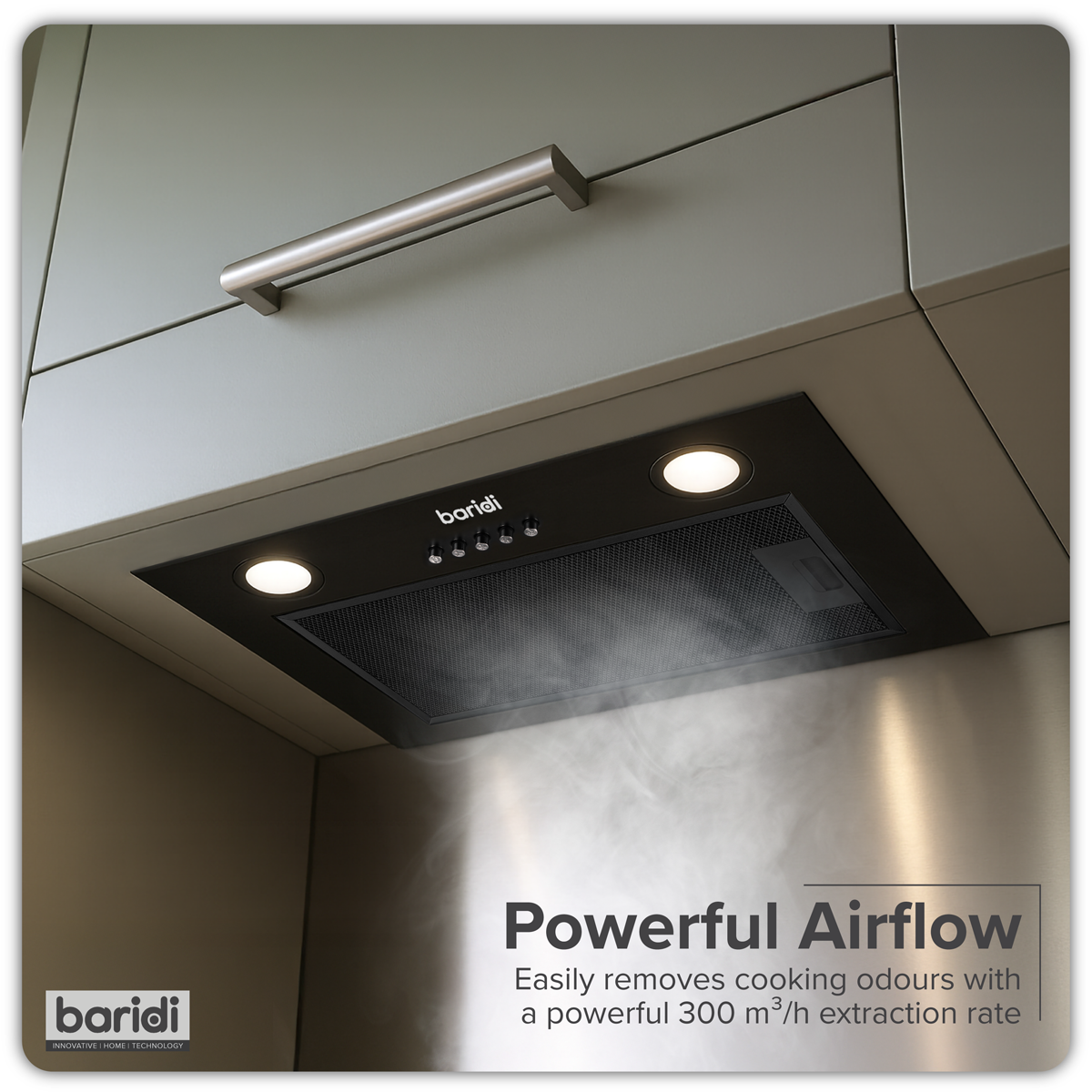 Baridi DH285 Baridi Cooker Hood with 5 Layer Filter 52cm - Black