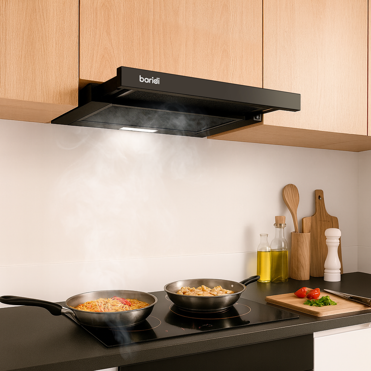 Baridi DH287 Baridi Telescopic Cooker Hood with Aluminium Filters 60cm - Black