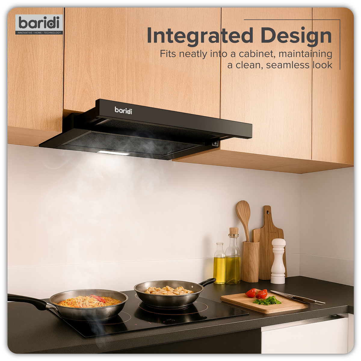 Baridi DH287 Baridi Telescopic Cooker Hood with Aluminium Filters 60cm - Black