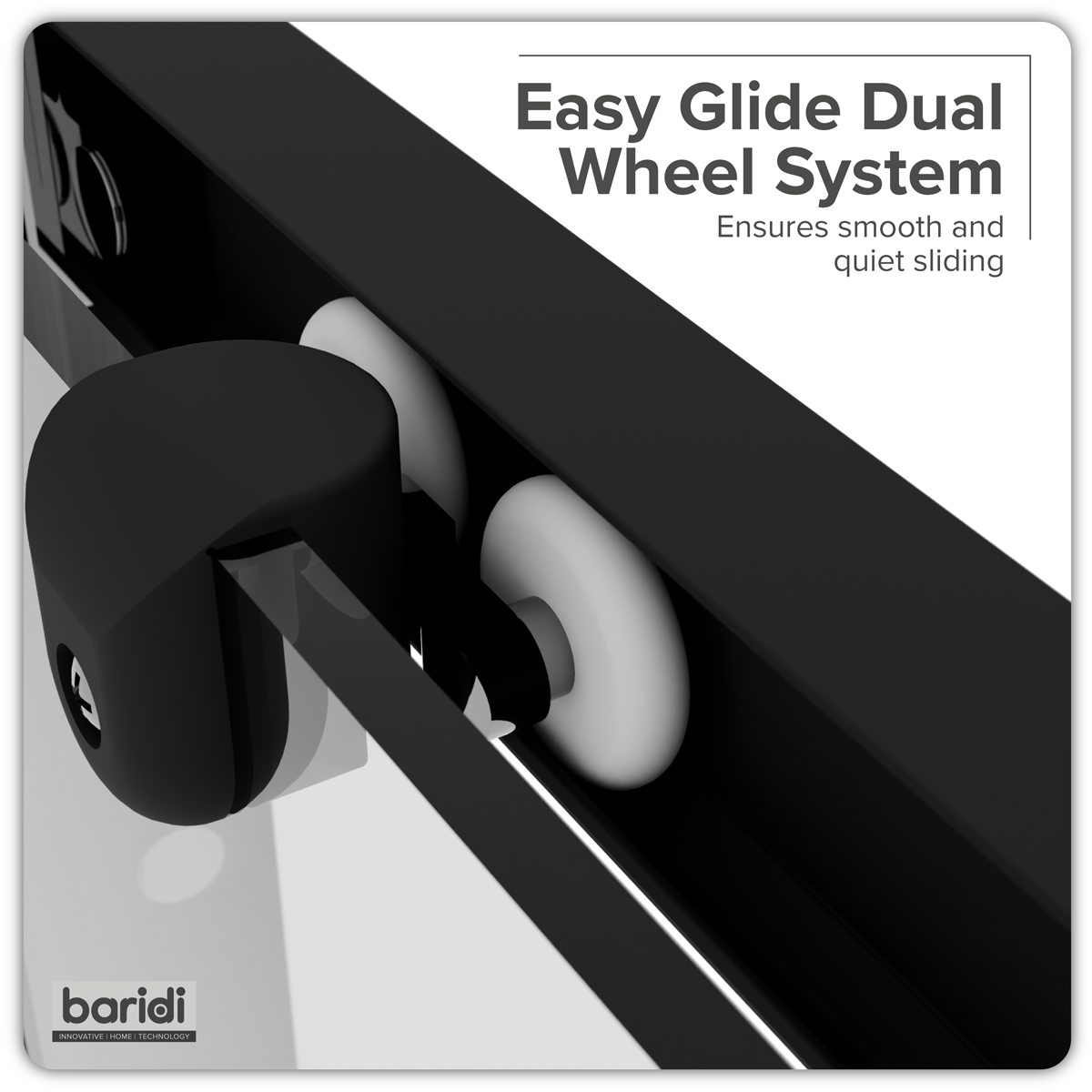 Baridi DH293 Sliding Shower Door 1000 x 1850mm, 6mm Tempered Glass, Reversible - Black
