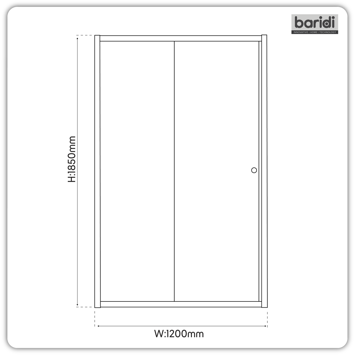 Baridi DH294 Sliding Shower Door 1200 x 1850mm, 6mm Tempered Glass, Reversible - Chrome