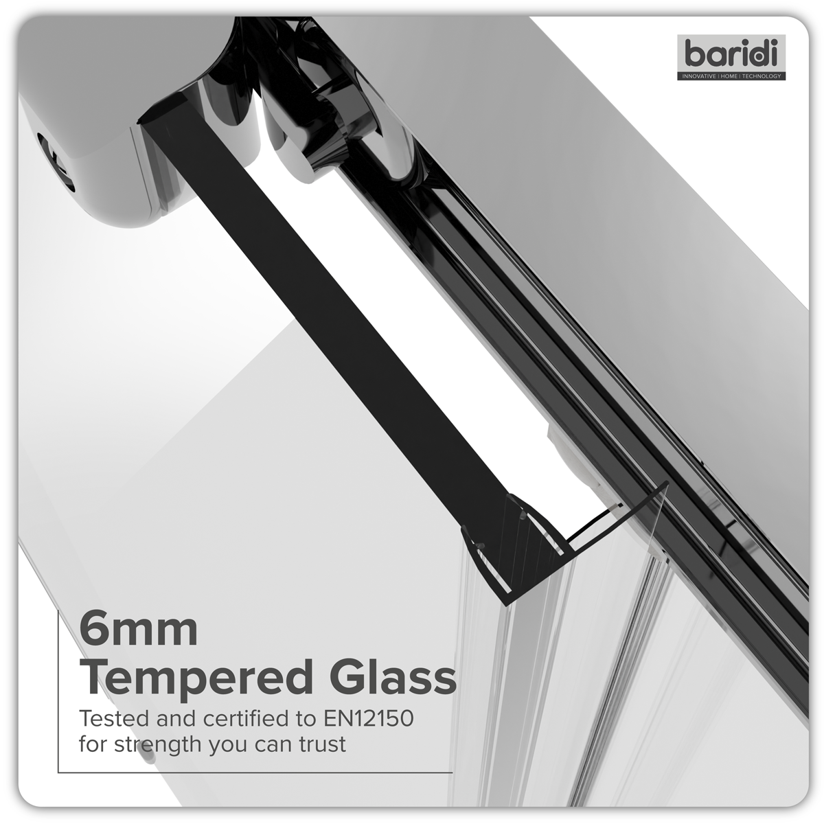 Baridi DH294 Sliding Shower Door 1200 x 1850mm, 6mm Tempered Glass, Reversible - Chrome