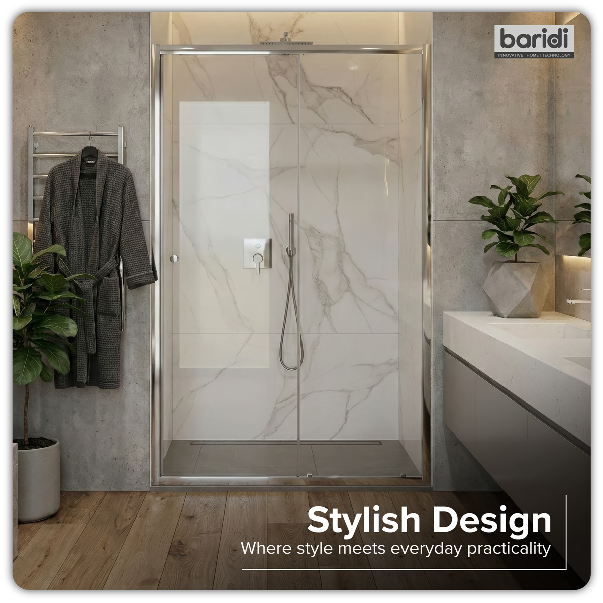 Baridi DH294 Sliding Shower Door 1200 x 1850mm, 6mm Tempered Glass, Reversible - Chrome