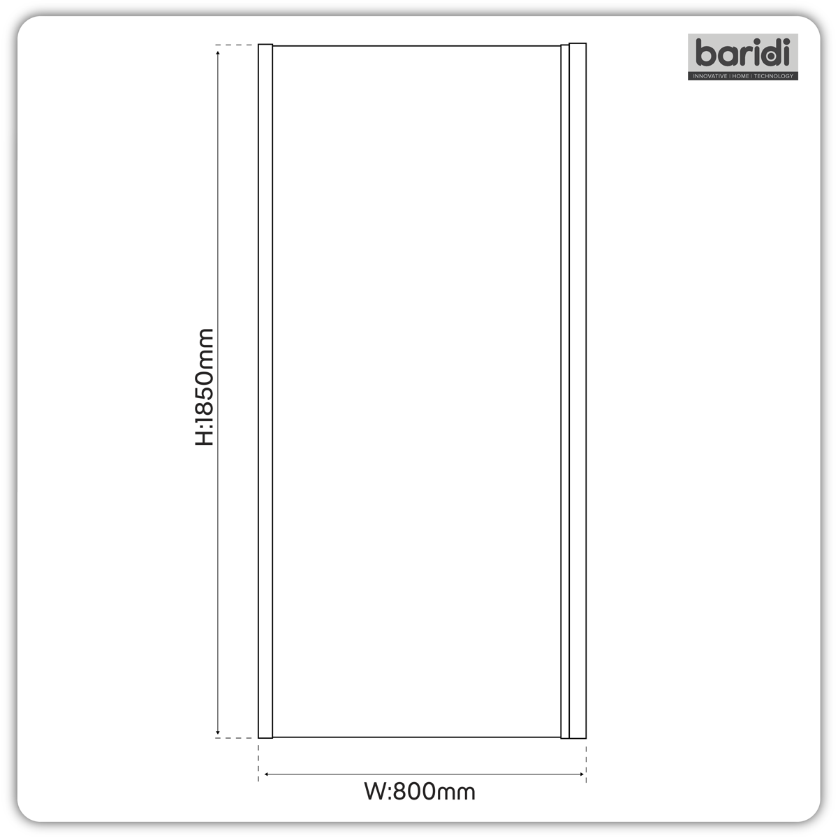 Baridi DH296 Baridi Side Panel for Sliding Shower Doors, 6mm Tempered Glass - Chrome