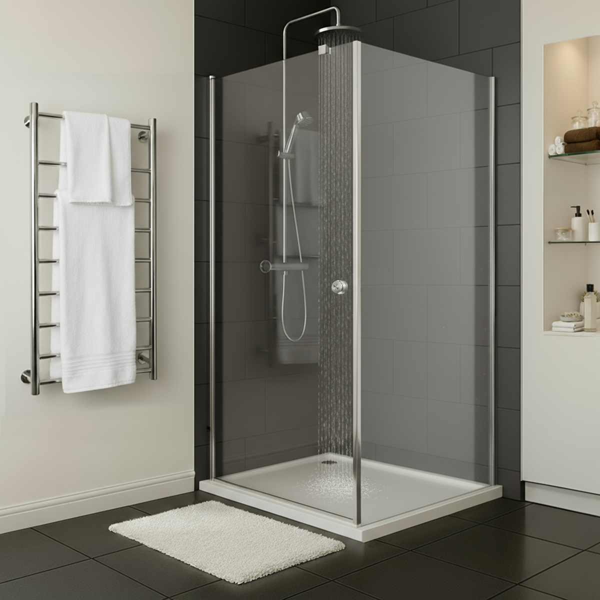 Baridi DH296 Baridi Side Panel for Sliding Shower Doors, 6mm Tempered Glass - Chrome