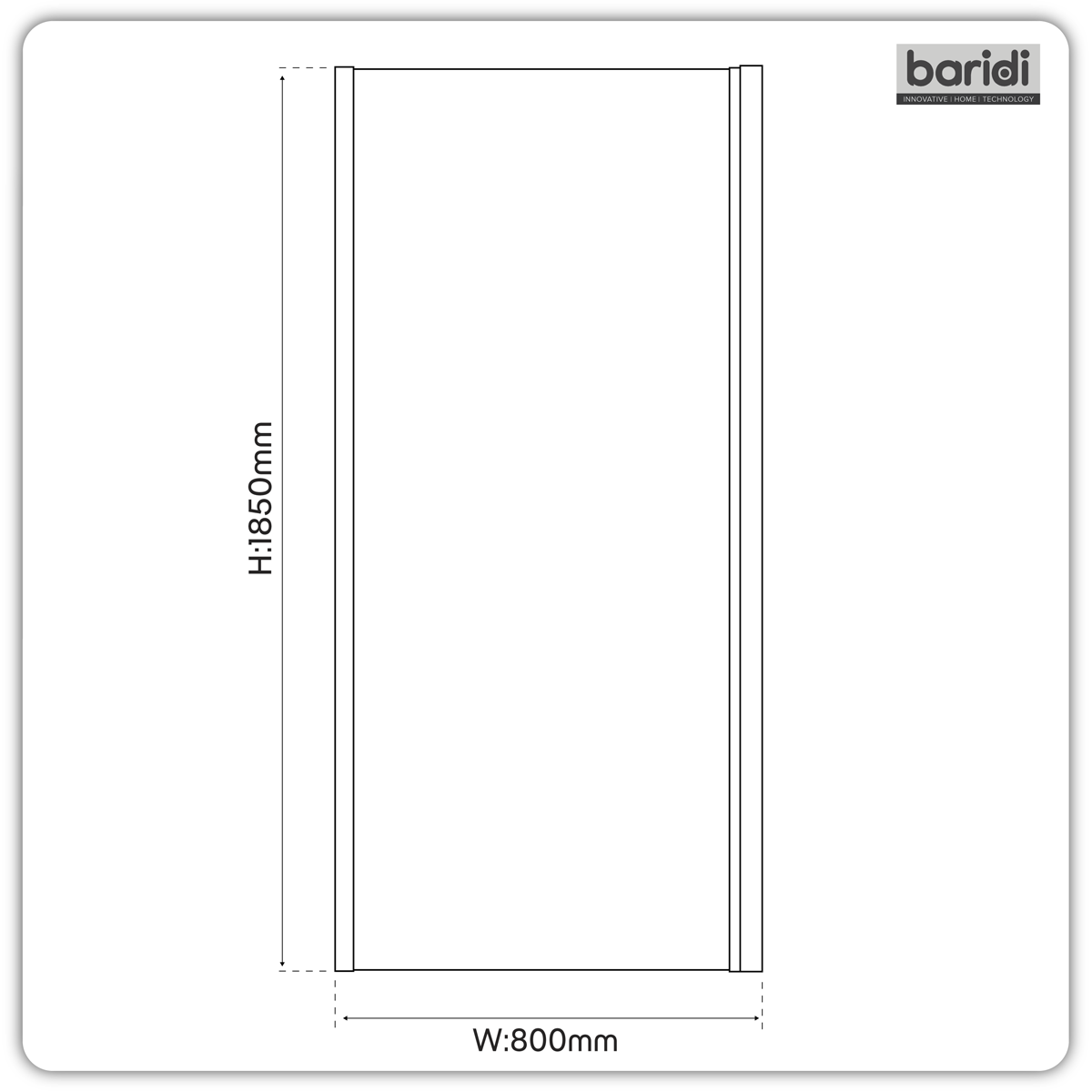 Baridi DH297 Side Panel for Sliding Shower Doors, 6mm Tempered Glass - Black