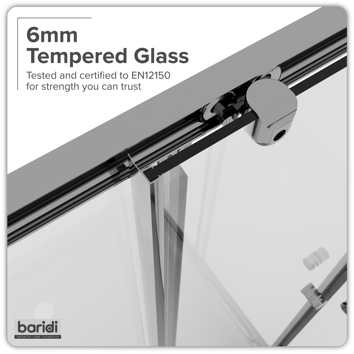 Baridi DH298 Corner Shower Entry Enclosure 800 x 800 x 1850mm with 6mm Tempered Glass - Chrome