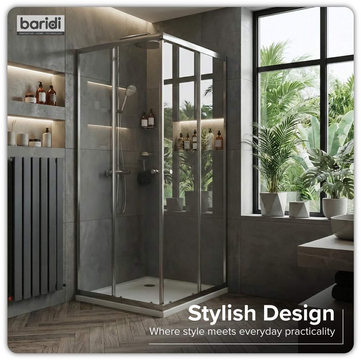 Baridi DH298 Corner Shower Entry Enclosure 800 x 800 x 1850mm with 6mm Tempered Glass - Chrome