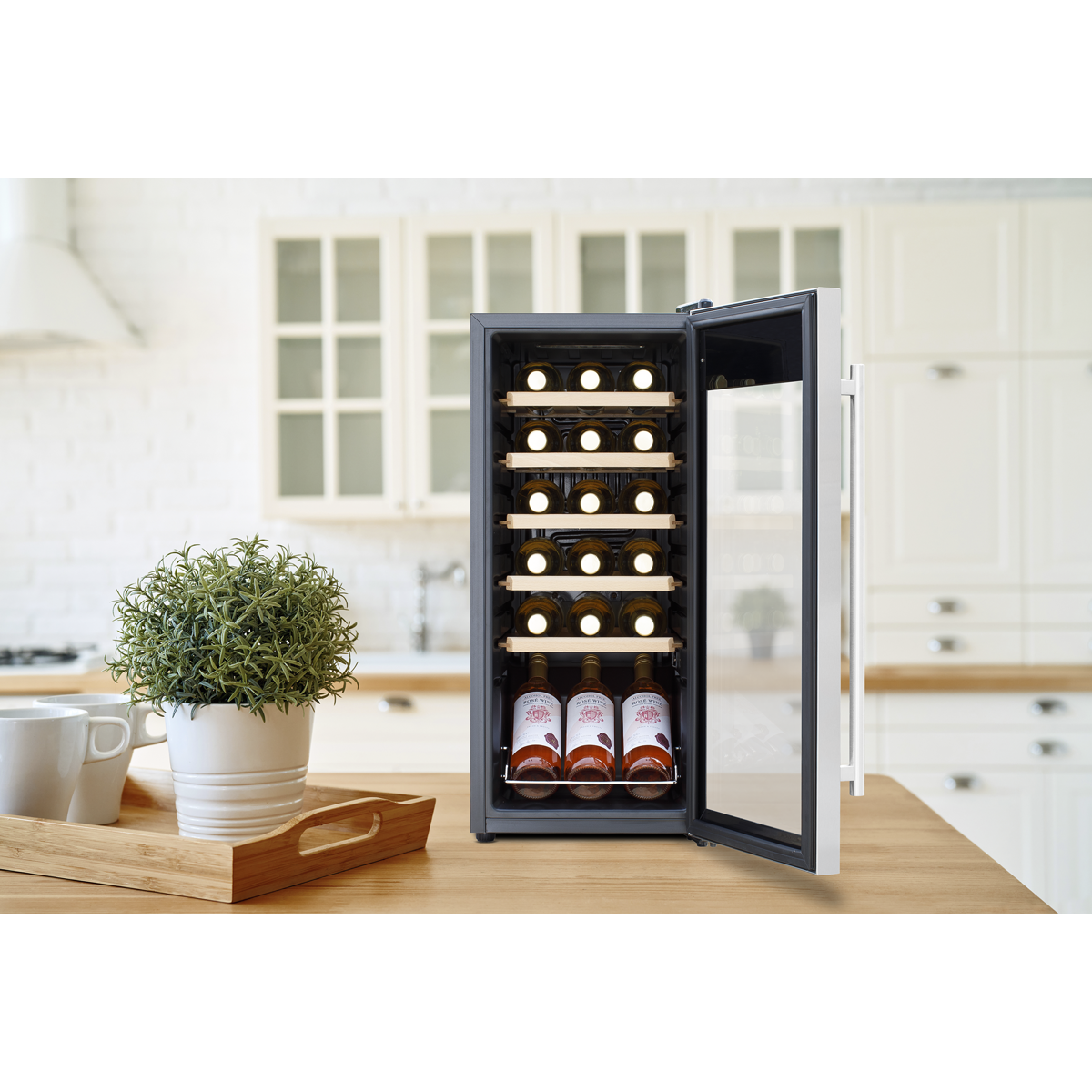 Baridi DH29 Baridi 18 Bottle Wine Fridge with Digital Touch Screen Controls & LED Light - Stainless Steel