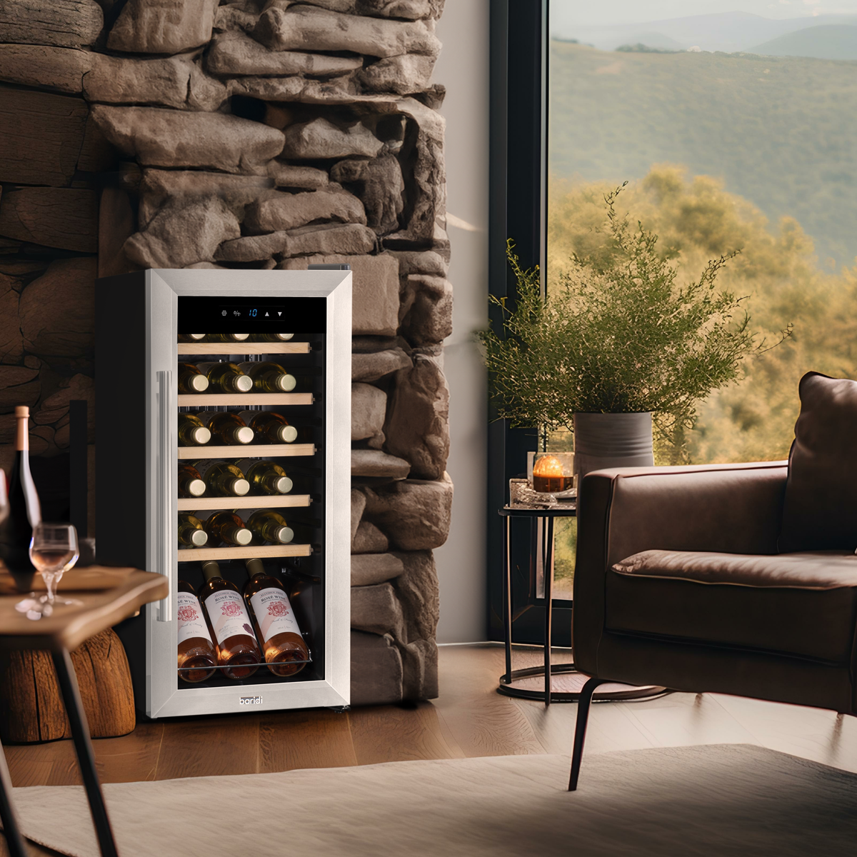 Baridi DH29 Baridi 18 Bottle Wine Fridge with Digital Touch Screen Controls & LED Light - Stainless Steel