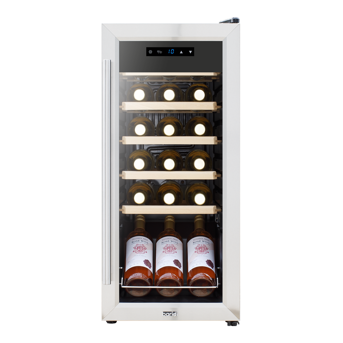 Baridi DH29 Baridi 18 Bottle Wine Fridge with Digital Touch Screen Controls & LED Light - Stainless Steel
